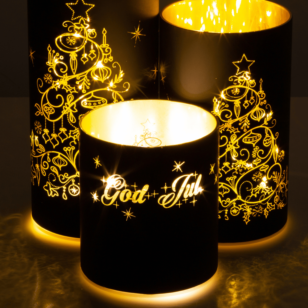 Lyslykt med LED "God Jul", matt sort