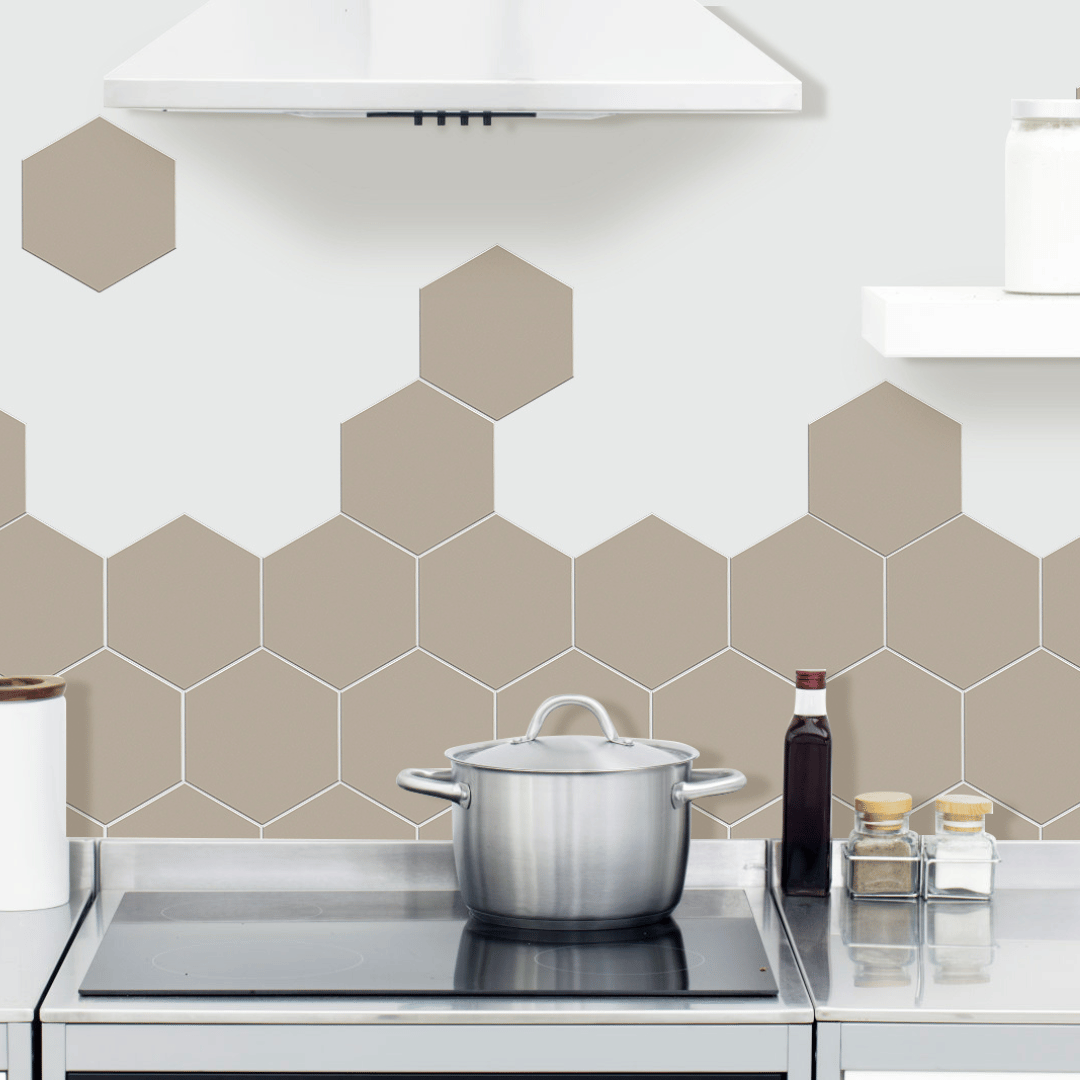 Vareprøve: Hexagon grå selvklebende veggflis