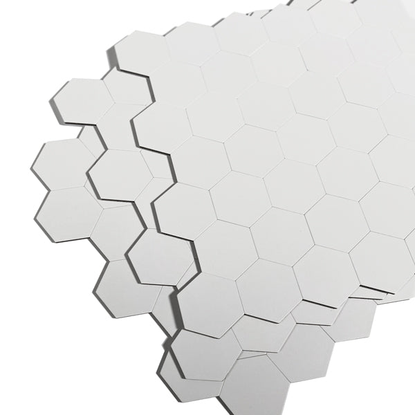 Hexagon hvit matt selvklebende veggfliser
