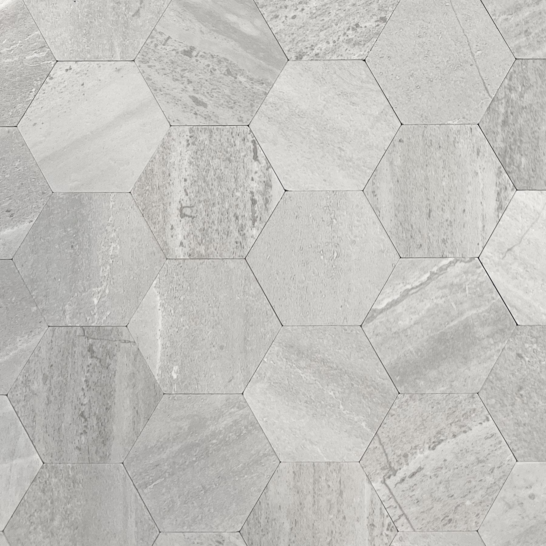 Hexagon lysegrå betong selvklebende veggfliser