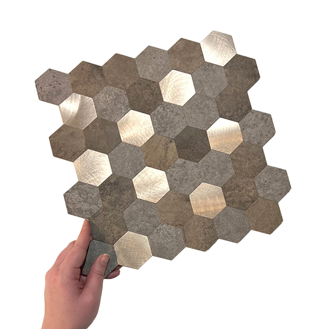 Mocca hexagon selvklebende veggfliser